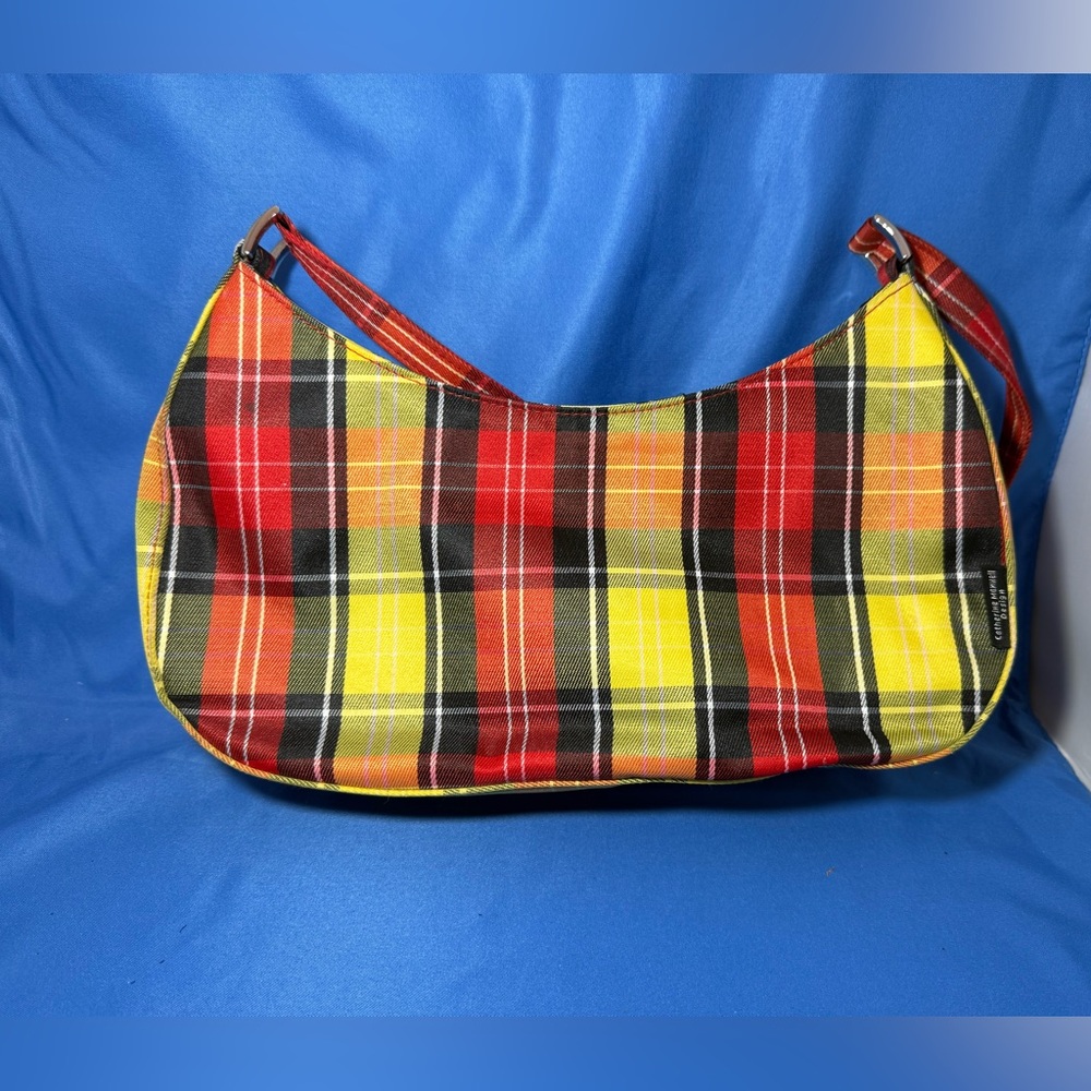 Catherine Manuell Design vintage plaid yellow and black and red bag